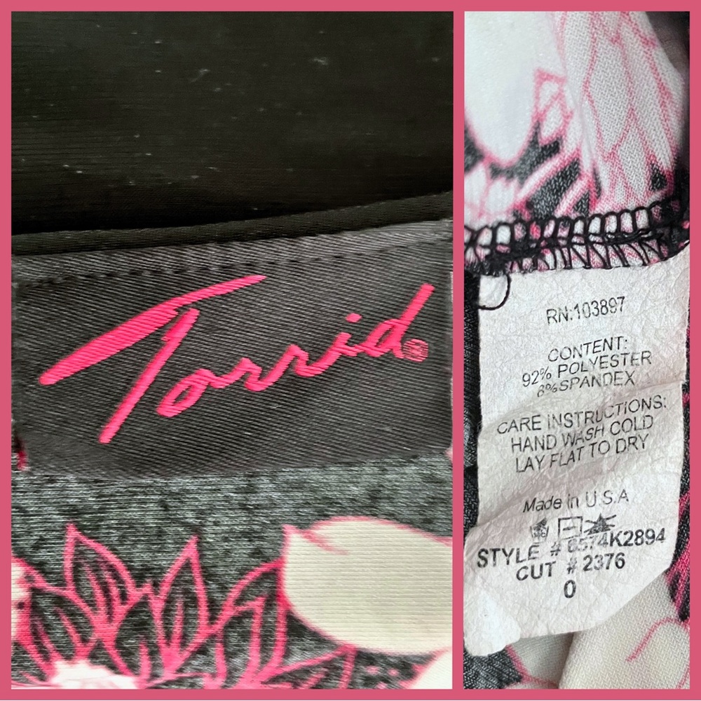 Vintage Y2K Torrid Black Pink Floral Top Fairycore Bows L/XL Whimsigoth Fairy - Picture 8 of 8